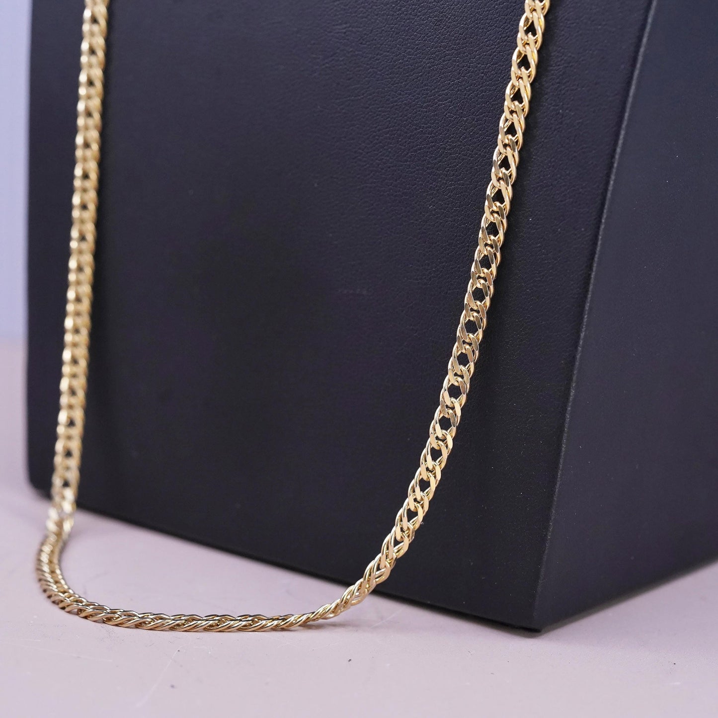 30", vintage HCT gold tone Sterling silver necklace, 925 double curb link chain