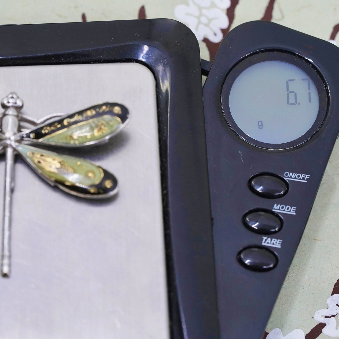 Vintage Catherine Popesco France enamel Silver Tone Rhinestone Dragonfly Pin