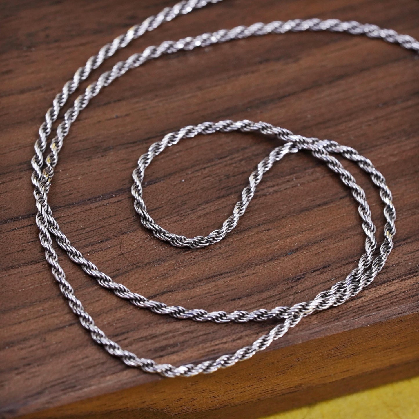 24" 2mm, vintage faded gold over Sterling silver necklace, Italy 925 rope chain