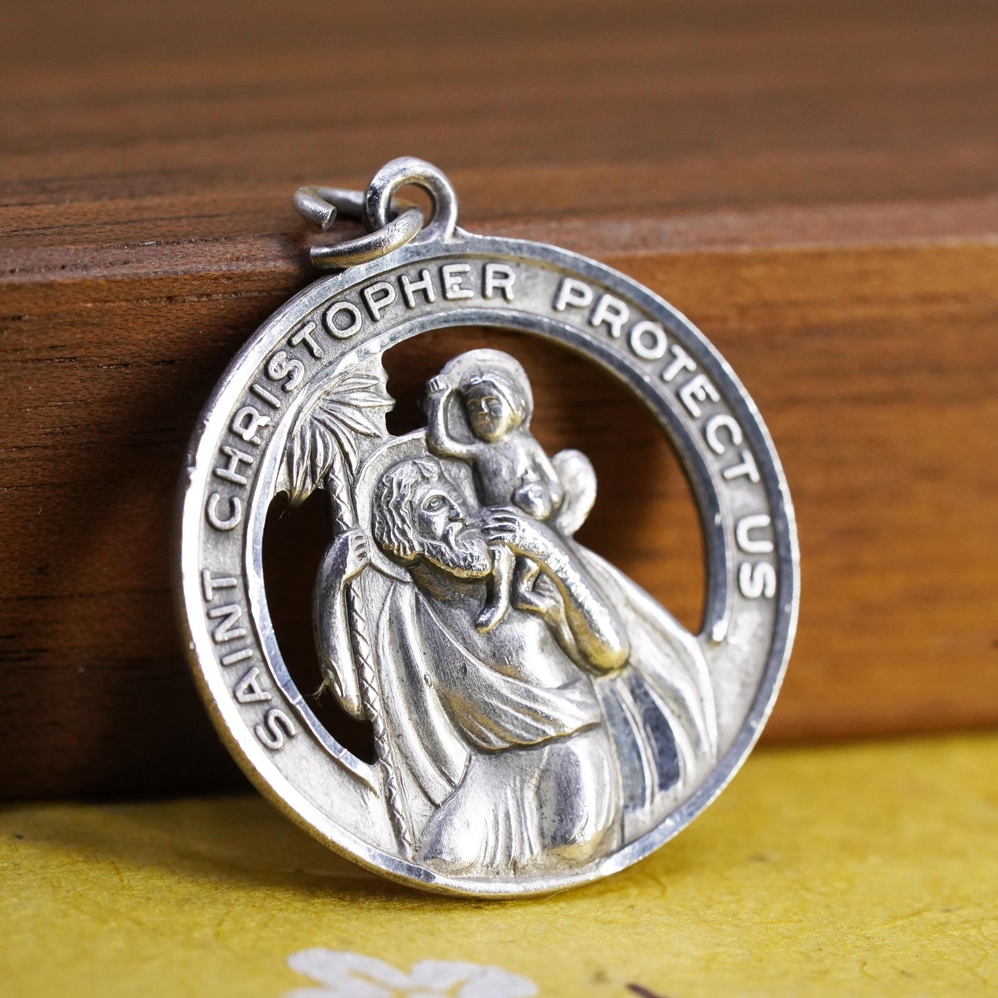 Sterling Silver 925 Saint Christopher Medal Pendant, Protect Us Charm, Catholic