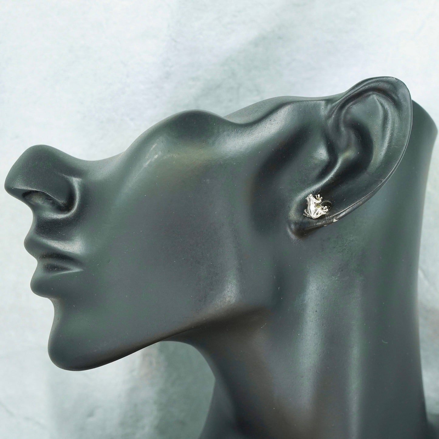 Vintage Sterling 925 silver handmade earrings, frog studs