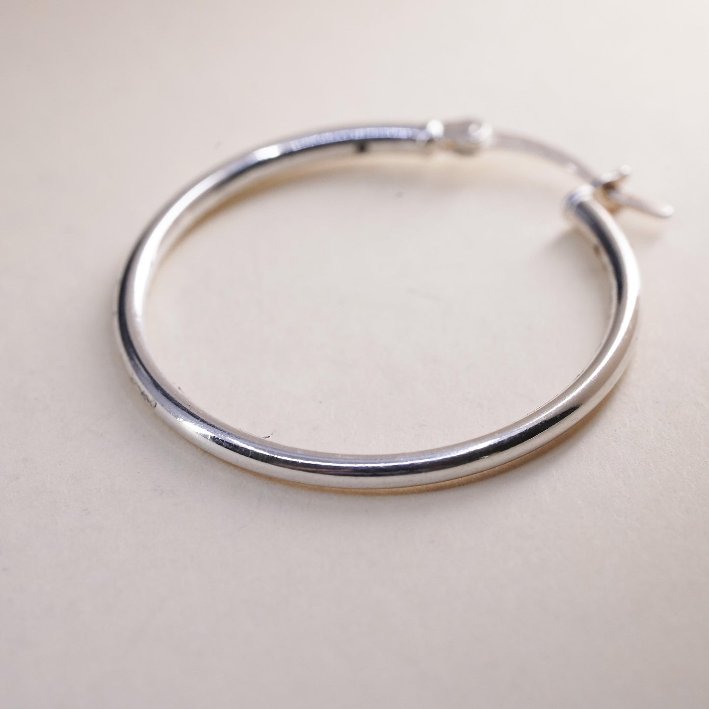 1", Vintage sterling silver loop single earring, minimalist primitive hoop