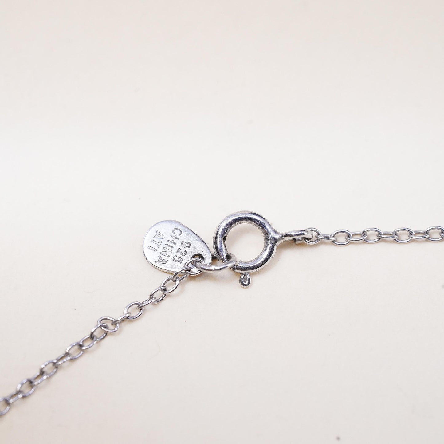 16+2”,, VTG sterling silver necklace, 925 silver circle double circle pendant