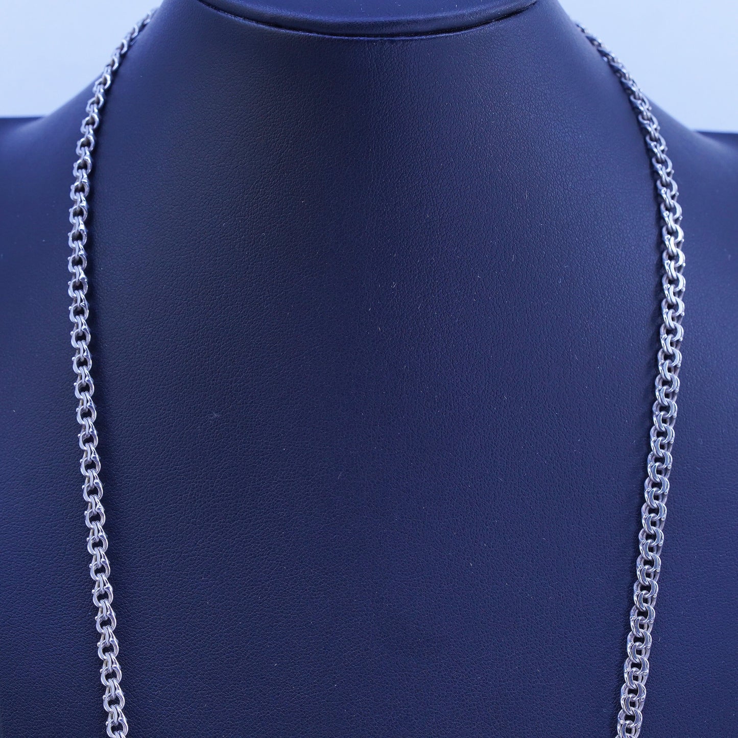 26” 5mm, vintage Sterling 925 silver double curb chain necklace