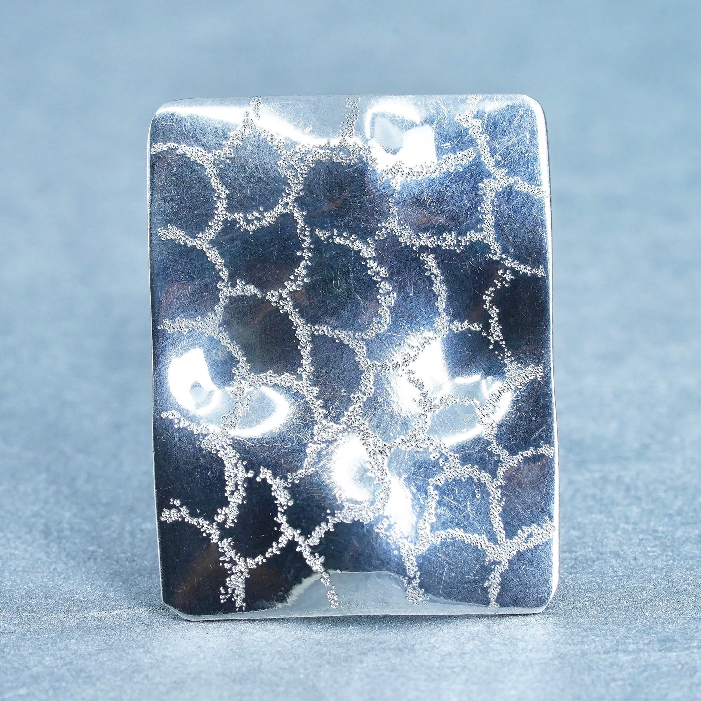 Size adjustable, vintage Sterling 925 silver ring, textured square band