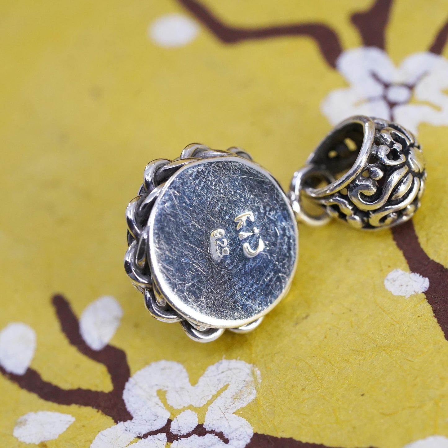 Vintage Sterling 925 silver handmade filigree pendant with pearl
