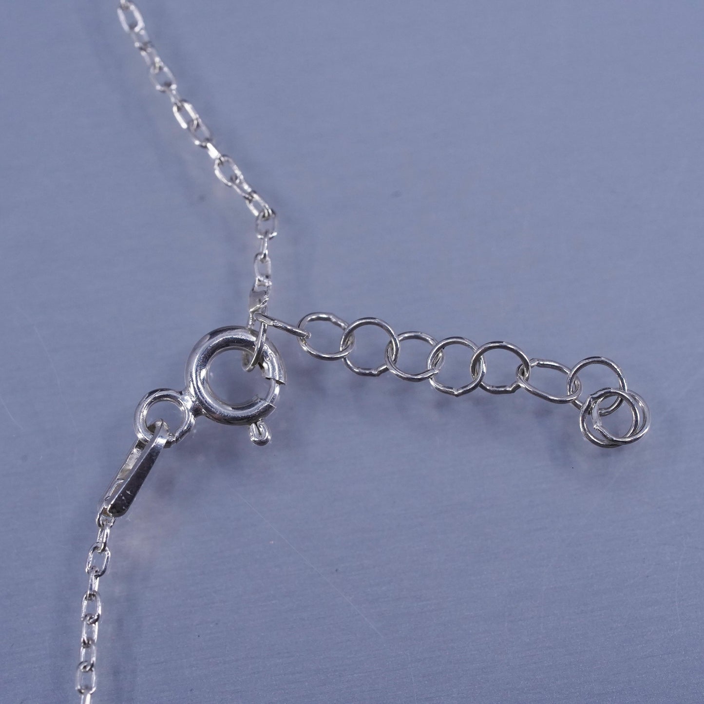 18+1”, Sterling 925 silver circle chain necklace name monogram “Bruin” pendant