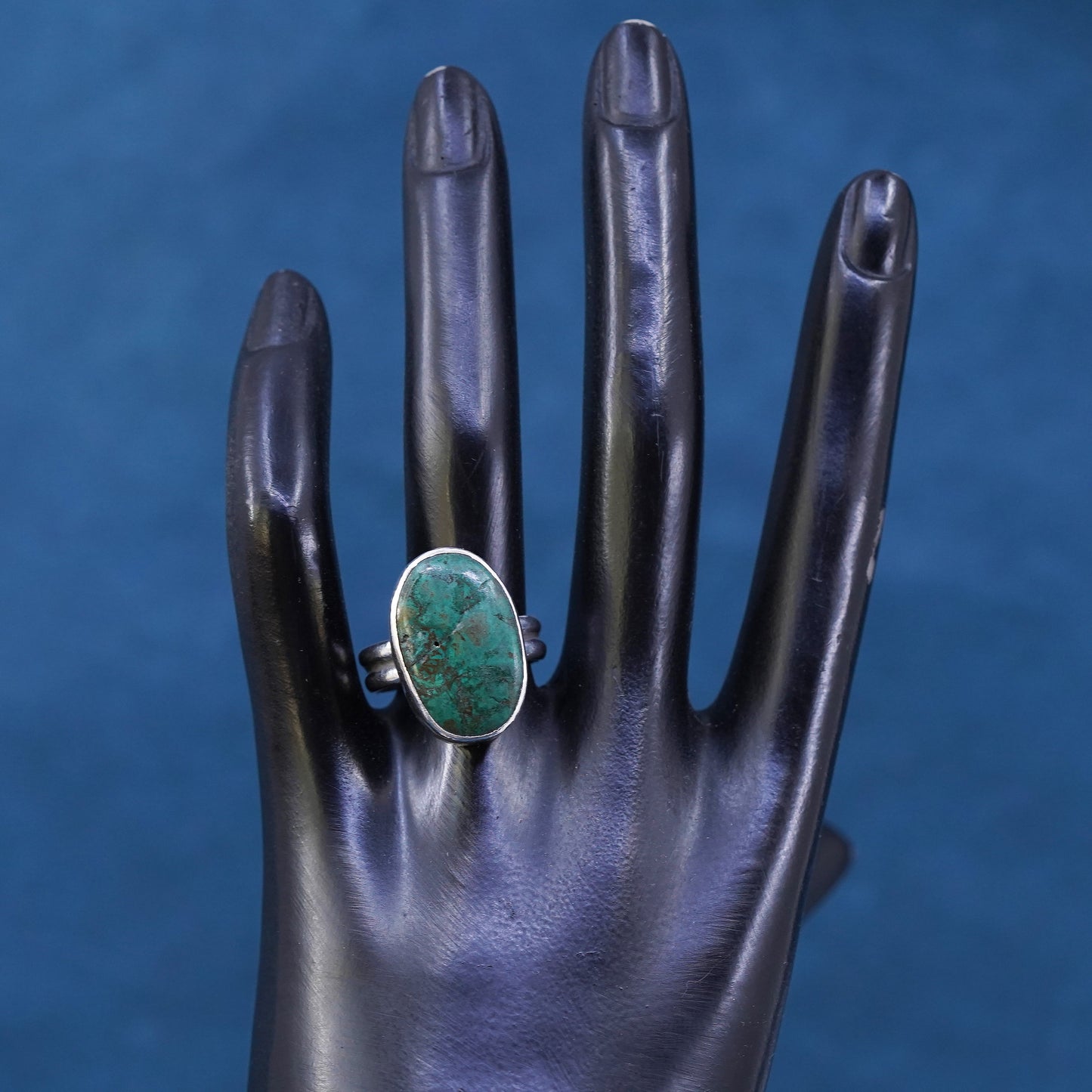 Size 9, Native American, southwestern Sterling 925 silver ring with turquoise