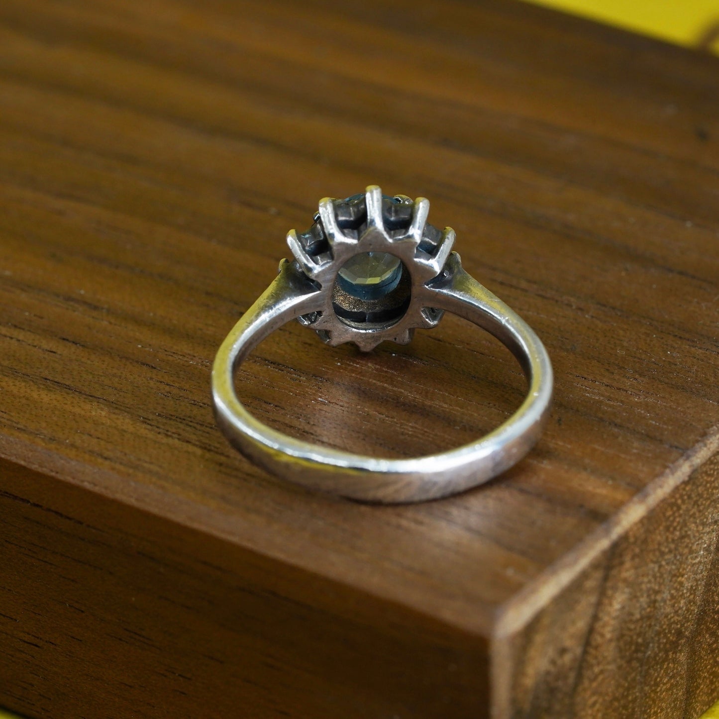 Size 6.25, Sterling silver 925 handmade ring with blue crystal