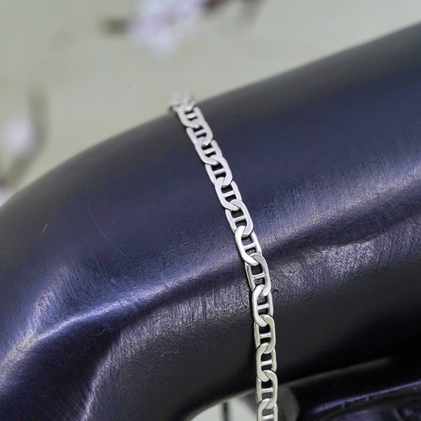 7" 3mm, Vintage sterling 925 silver bracelet, Italy anchor chain