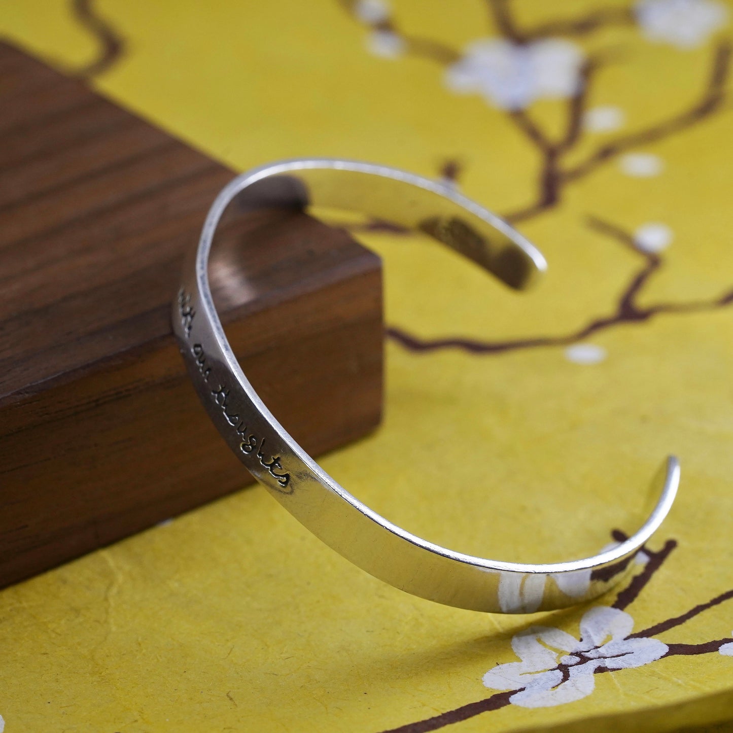 6.5", Far fetched Sterling silver bracelet, 925 cuff “with our thoughts we make
