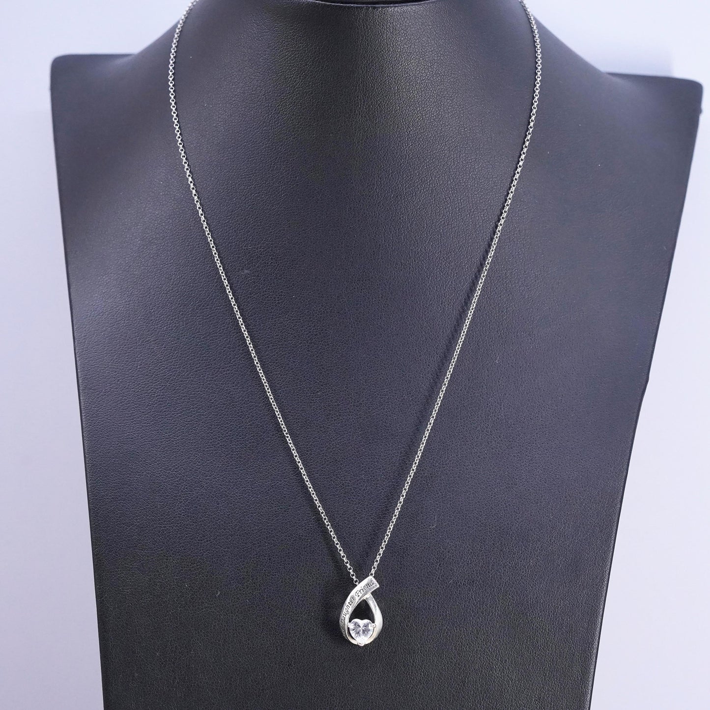 18”, Sterling silver necklace, 925 circle chain cz pendant mother daughter