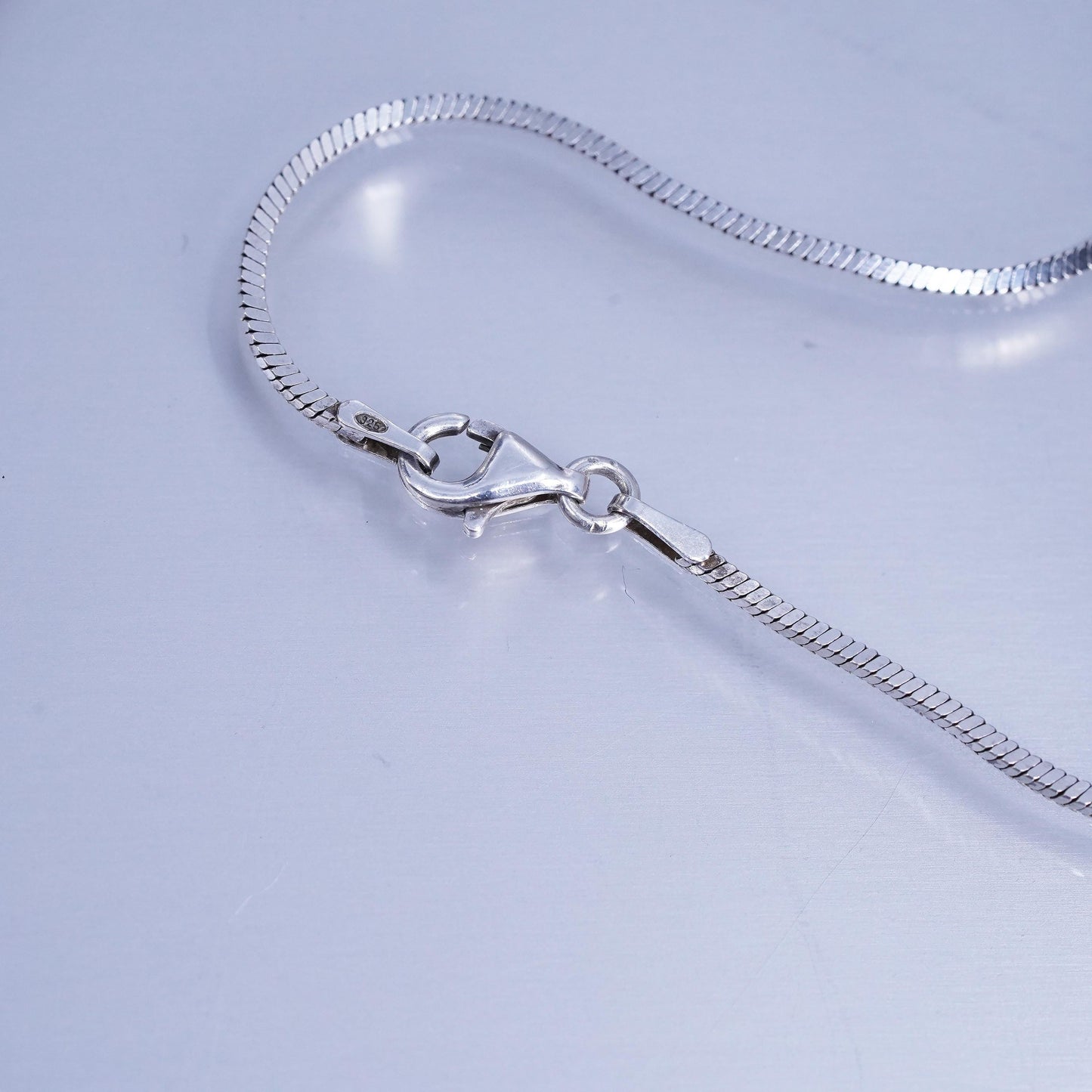 16” Italian Sterling 925 silver square snake chain necklace with 5” long drop