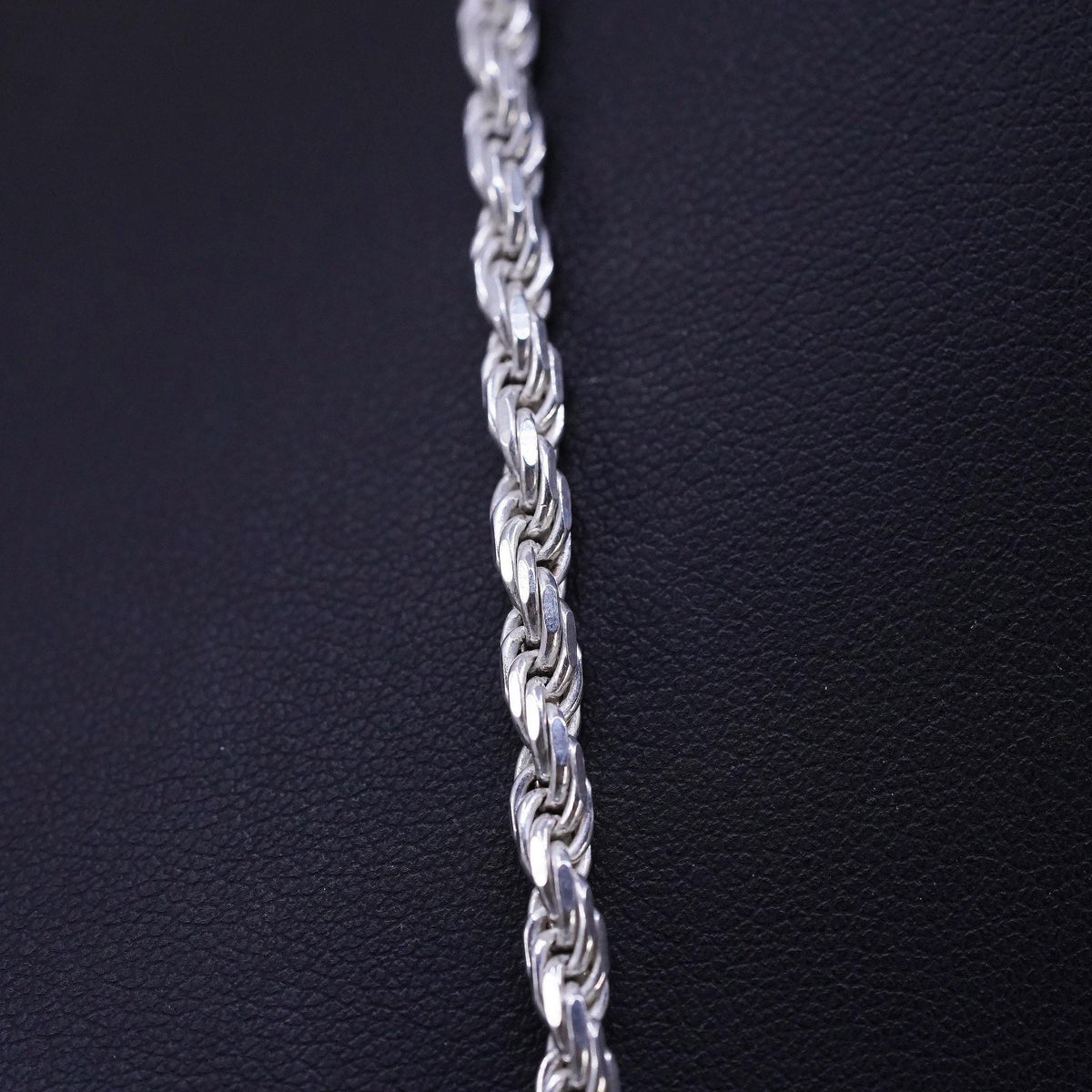24", vintage Italian OTC Sterling silver necklace, 925 Diamond cut rope chain