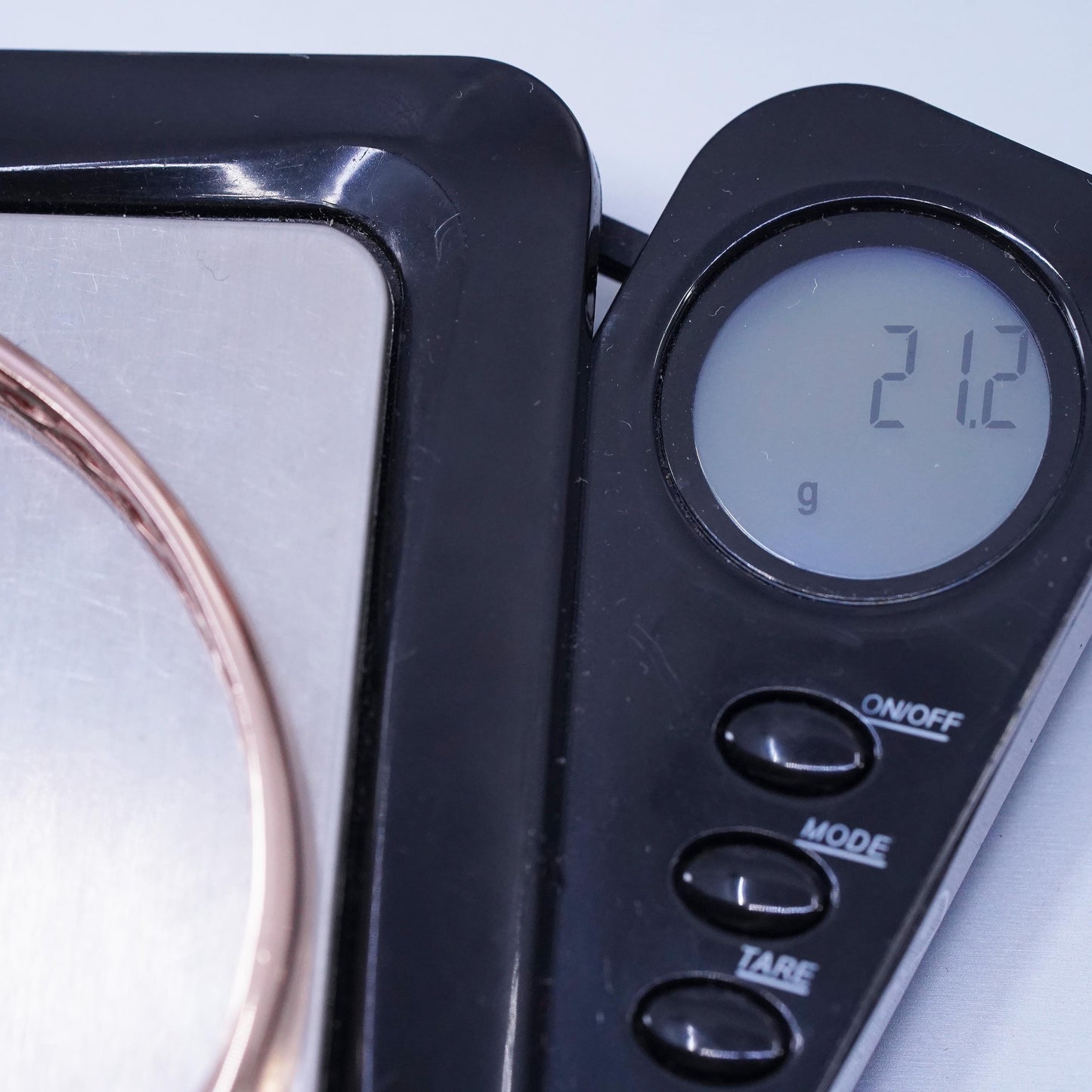7”, vermeil rose gold Sterling 925 silver bracelet, triangular hinged bangle