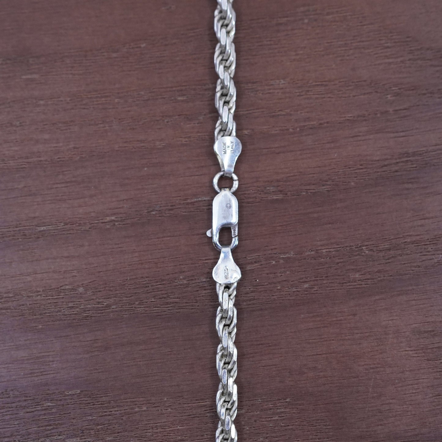 24”, 5mm, vintage Sterling silver necklace, solid Italy 925 rope chain
