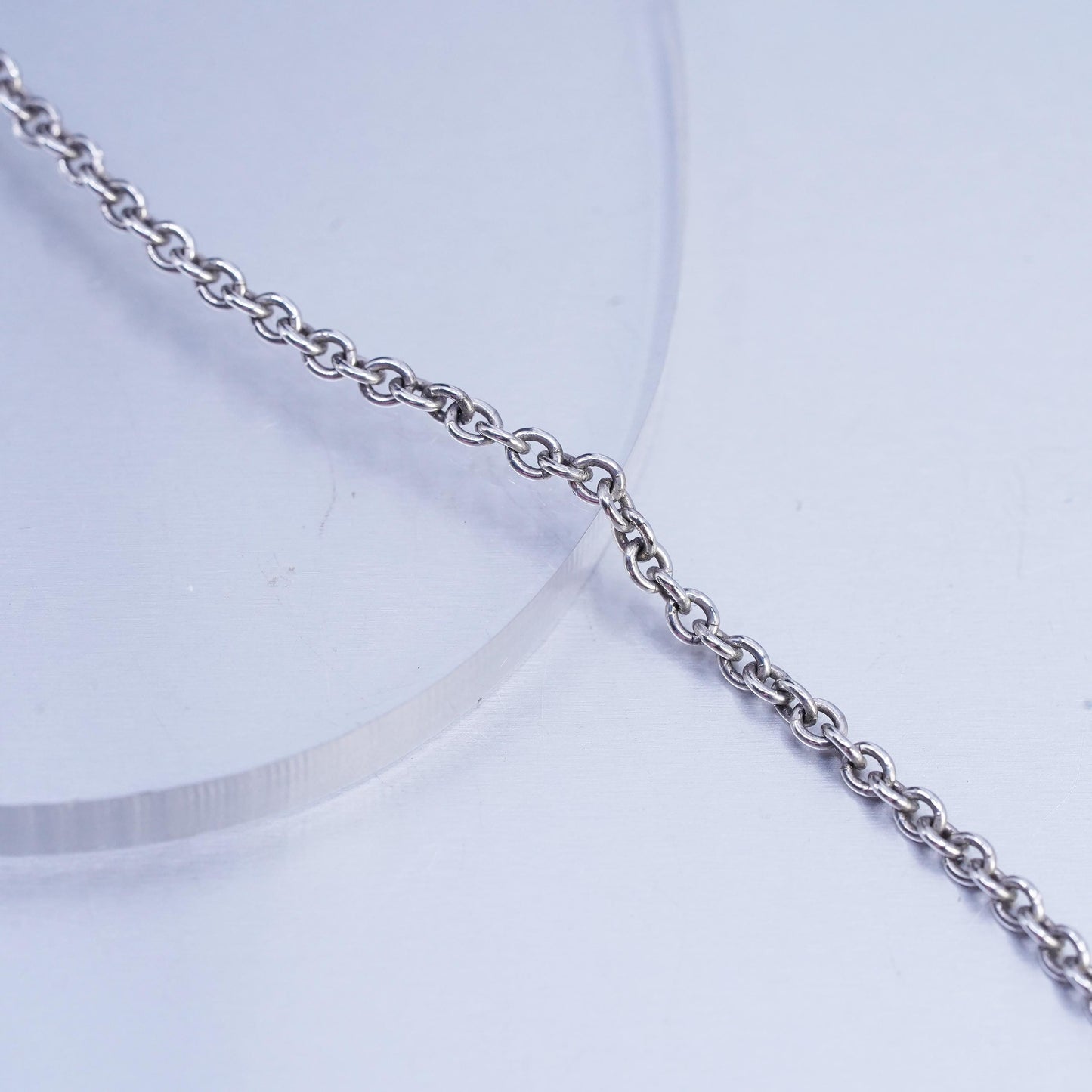 36" 2mm, vintage Sterling 925 silver extra long circle necklace with bead slide