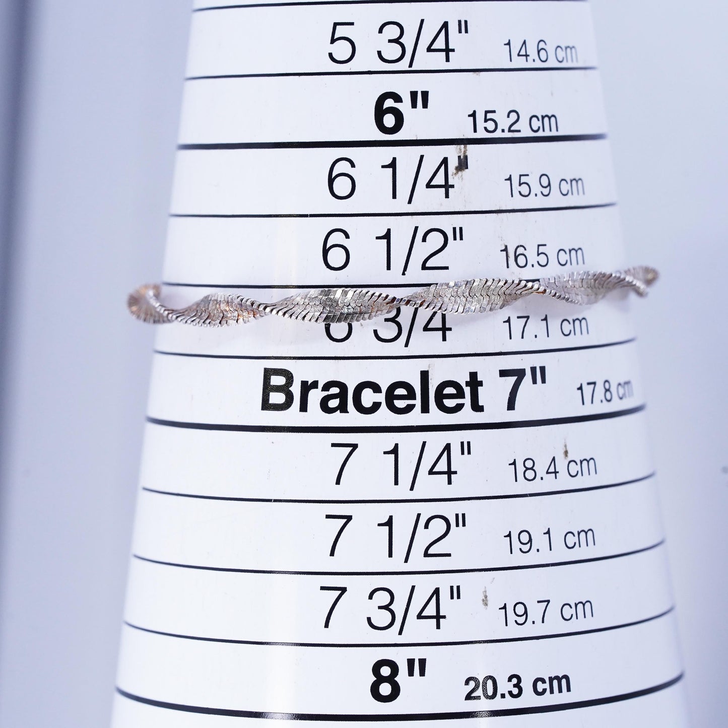 6.75", Italian gold Sterling 925 silver bracelet, twisted herringbone chain