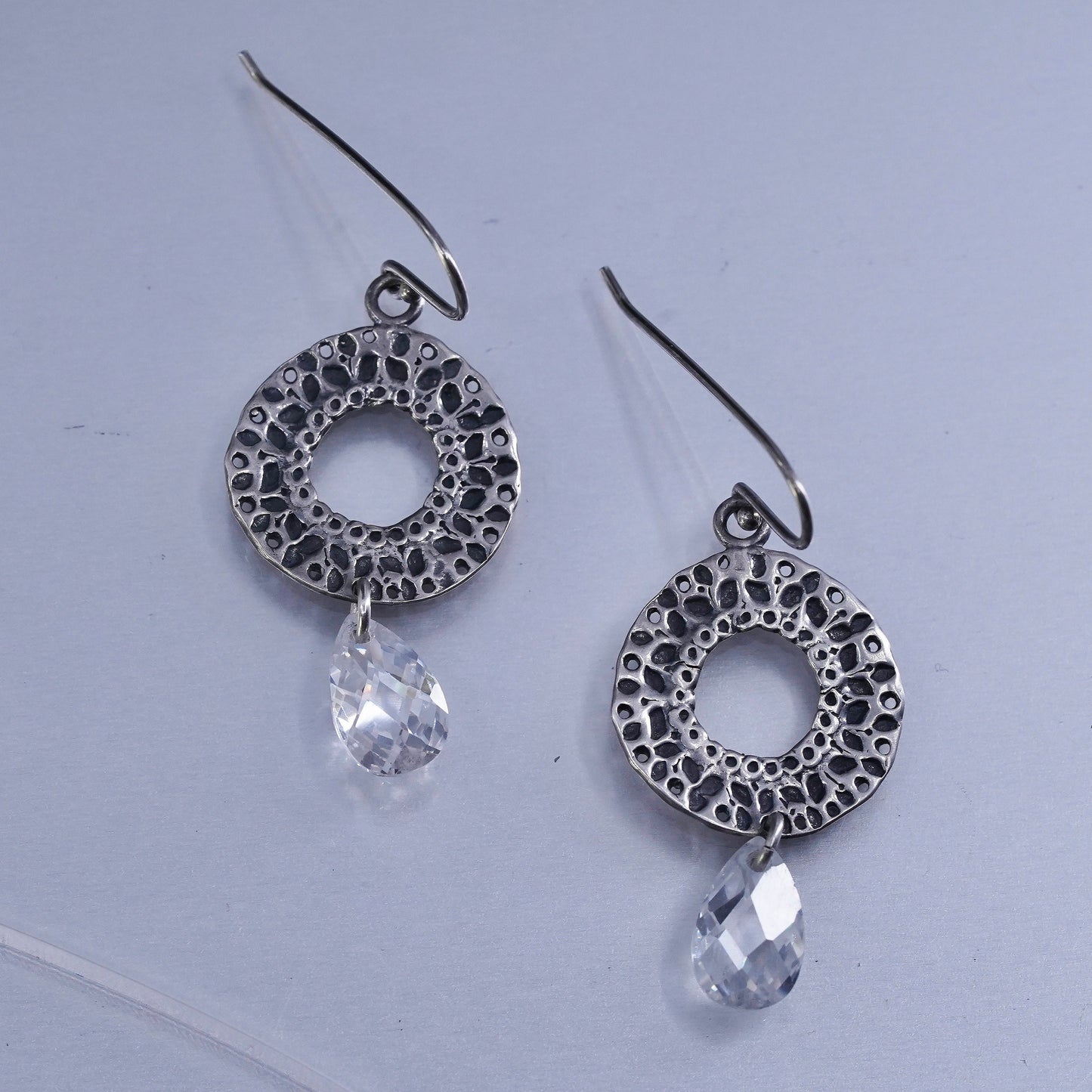 silpada sterling silver earrings, 925 circle drops teardrop crystal dangle