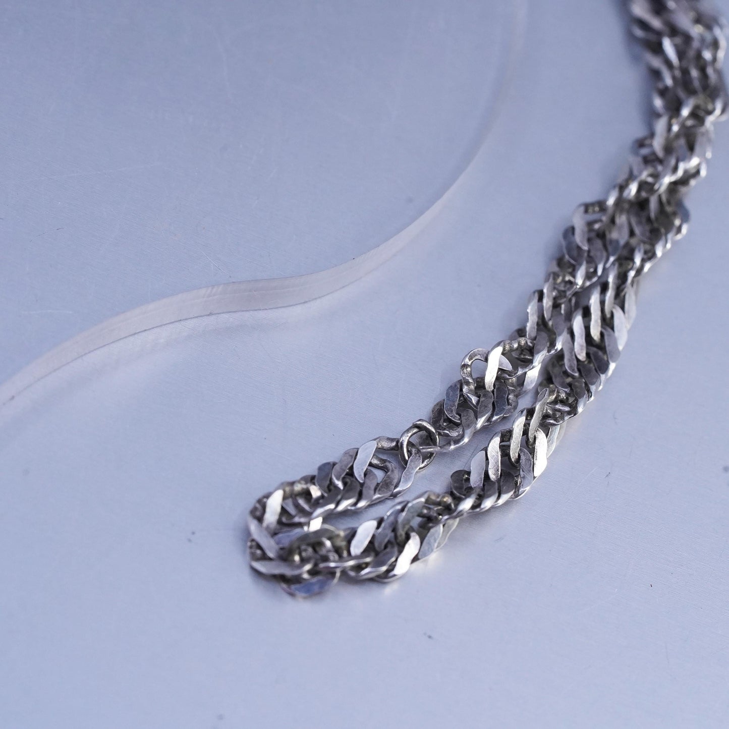 30" 5mm, vintage Italian Sterling 925 silver twisted curb chain necklace