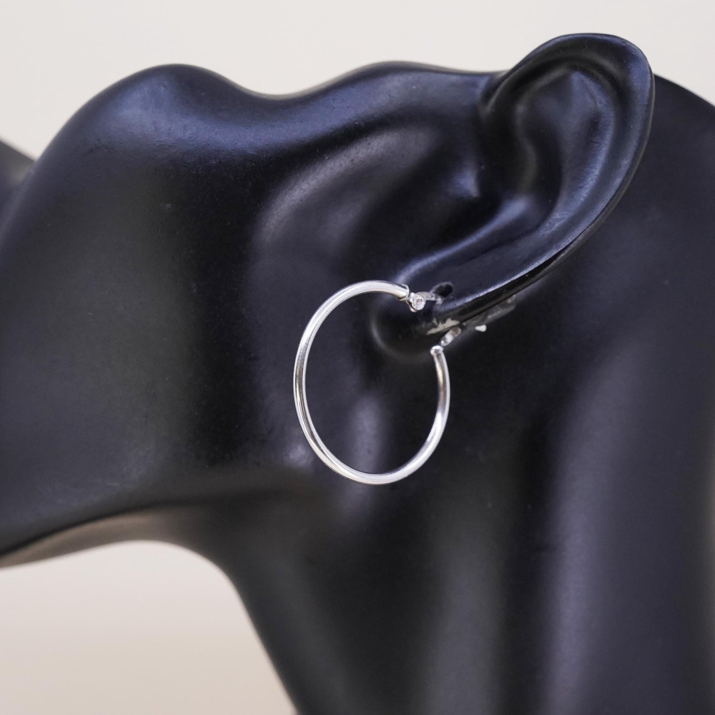 1.25", Vintage sterling silver loop single earring, minimalist primitive hoop