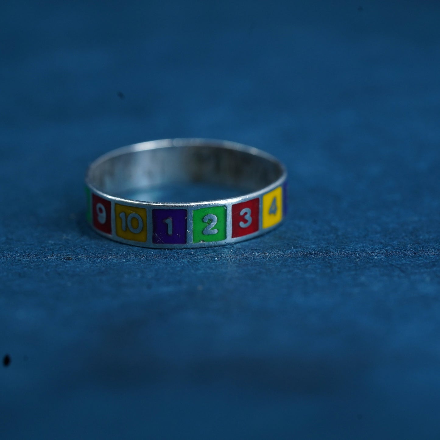 Size 7, vintage Sterling silver handmade ring, 925 stackable enamel band