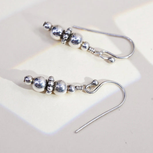 Vintage sterling silver handmade earrings, 925 beads dangles