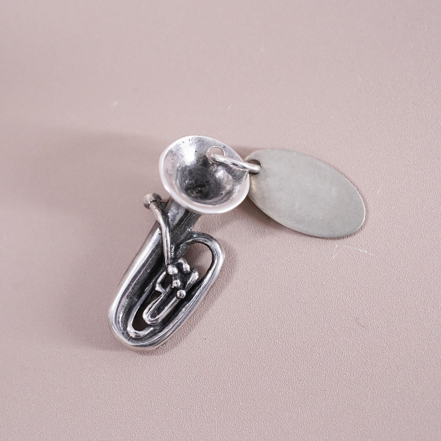 Vintage Sterling 925 silver handmade pendant, Oklahoma saxophone charm