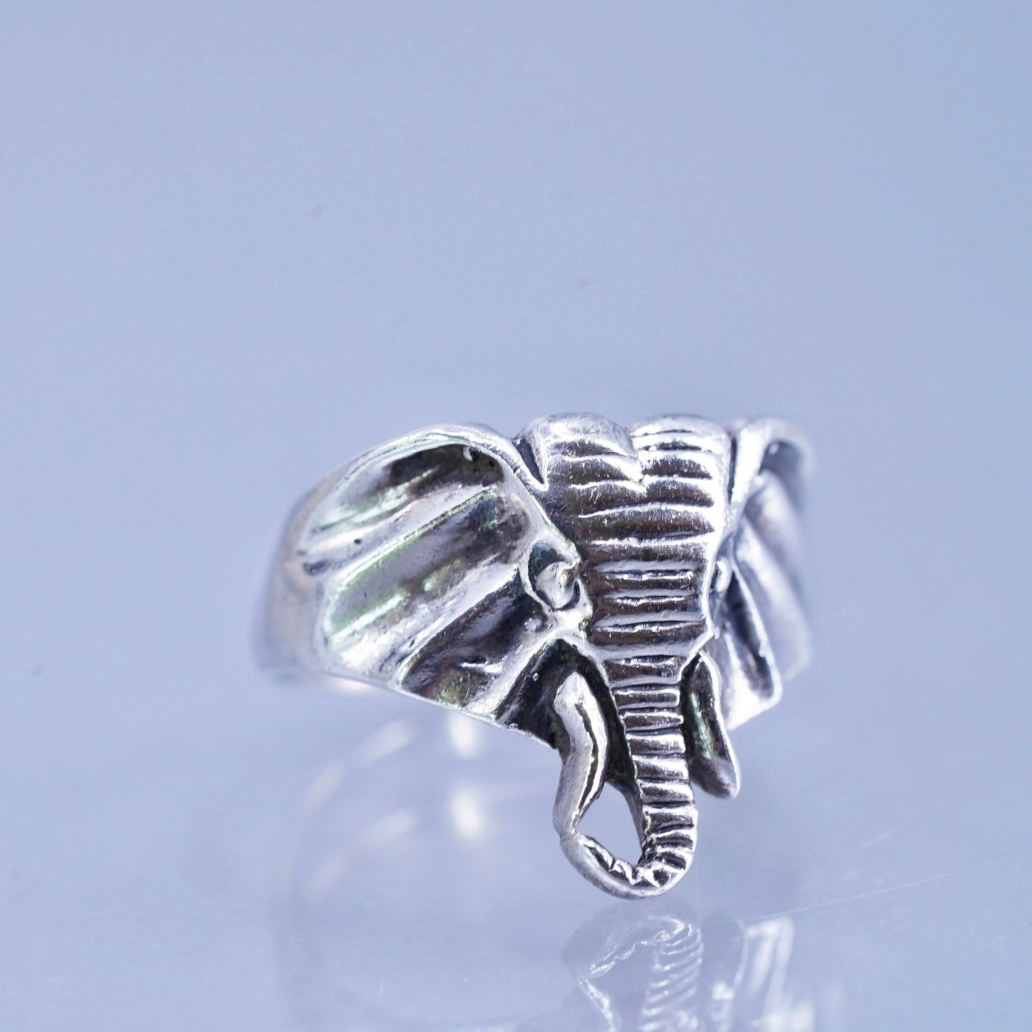Size 4.5, southwestern Sterling 925 silver handmade ring, elephant head band