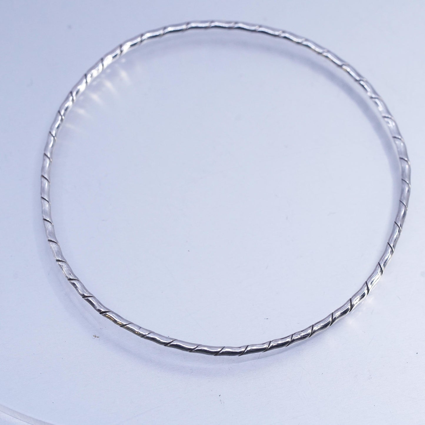 8.5", Italian sterling silver 925 silver bracelet, textured stackble bangle