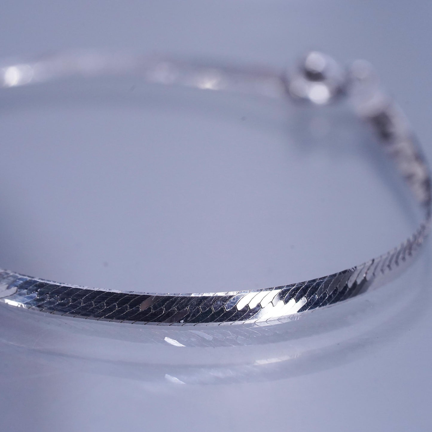 6.75”, 3mm, Vintage Italy Sterling 925 silver bracelet, herringbone