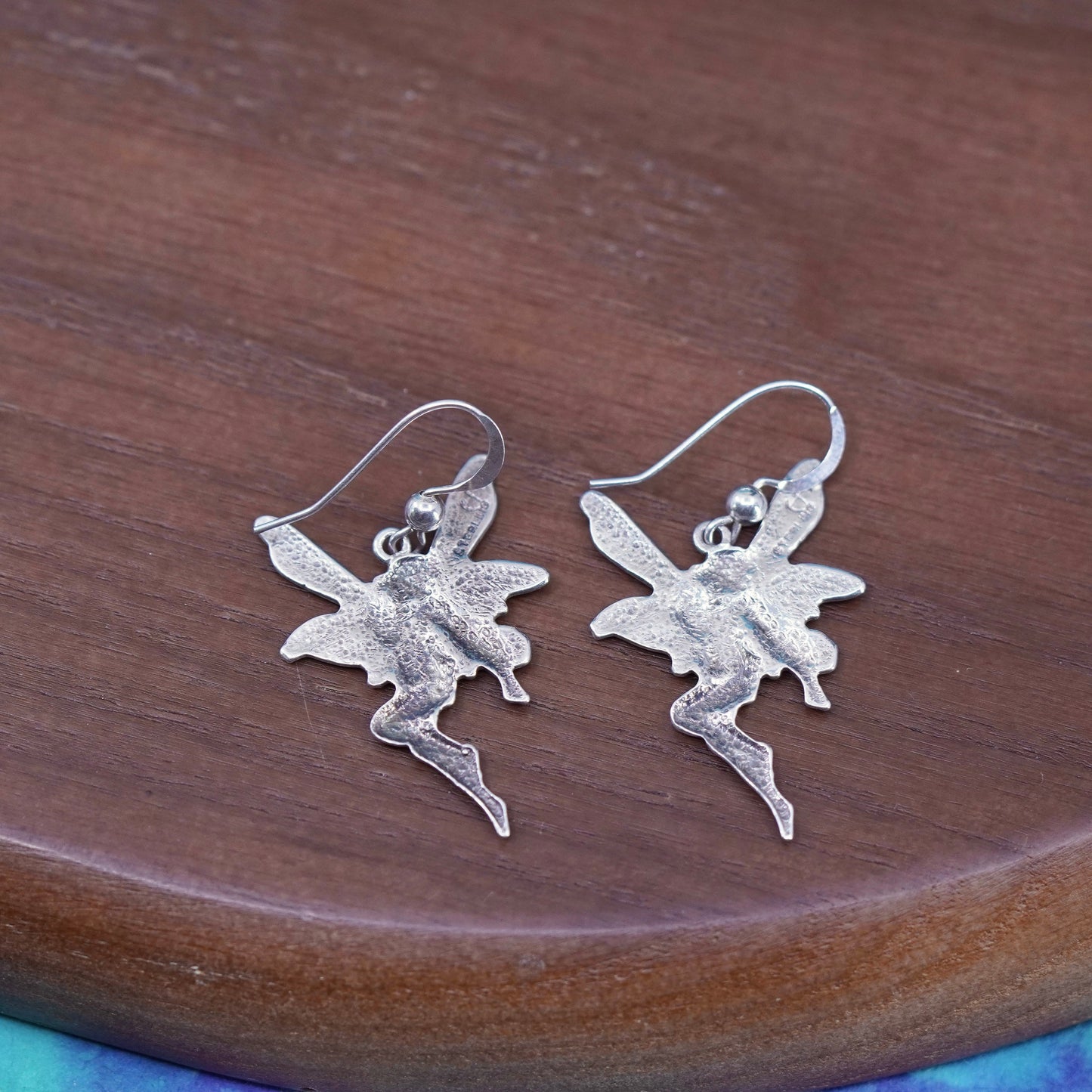 Vintage Sterling silver handmade earrings, 925 fairy dangles