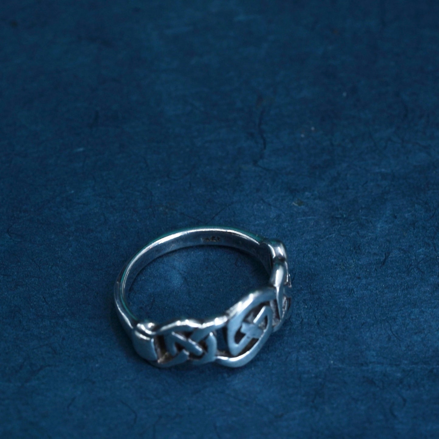Size 6, vtg Sterling silver handmade ring, irish celtic knot 925 silver band