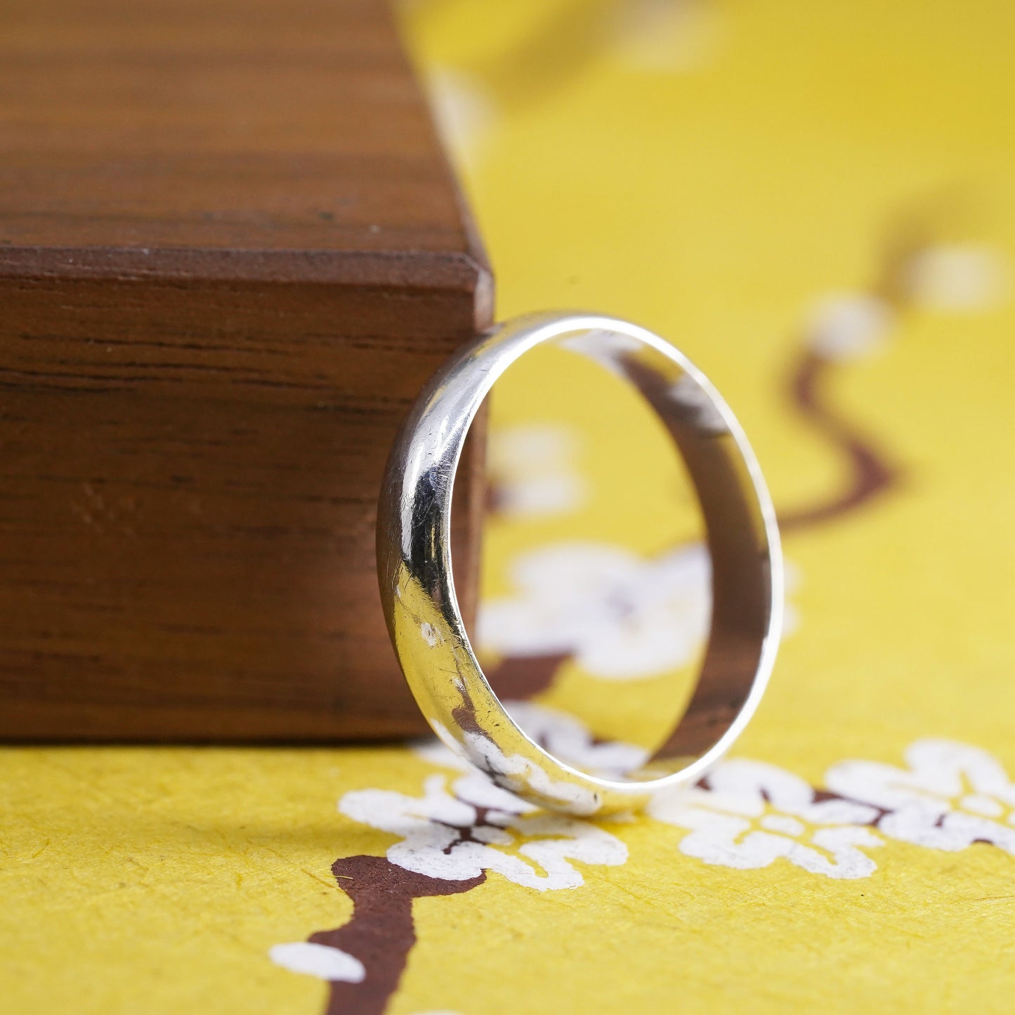 size 8, vintage Sterling silver handmade ring, 925 wedding band