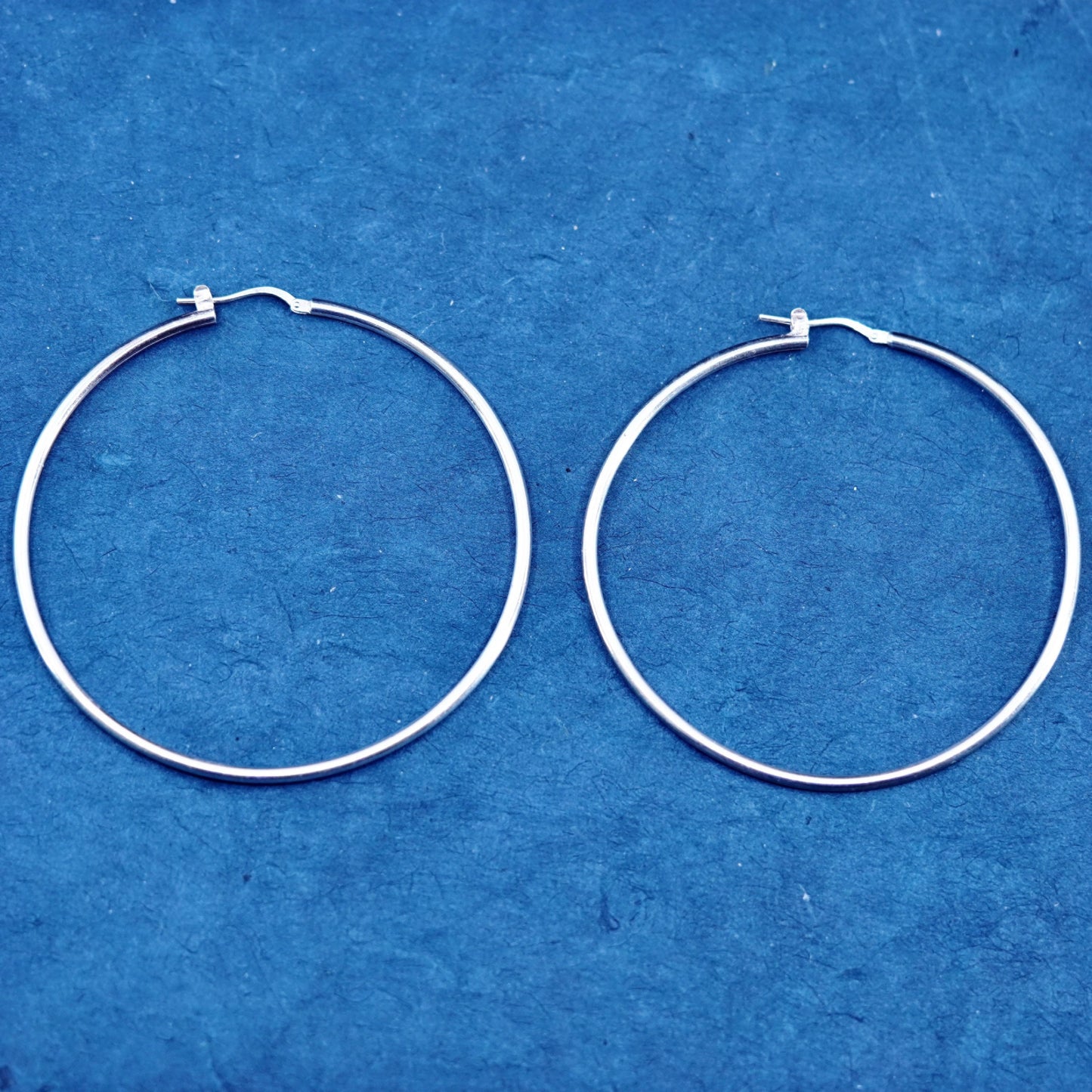2.5”, vintage Italy Sterling 925 silver handmade huge round hoop earrings