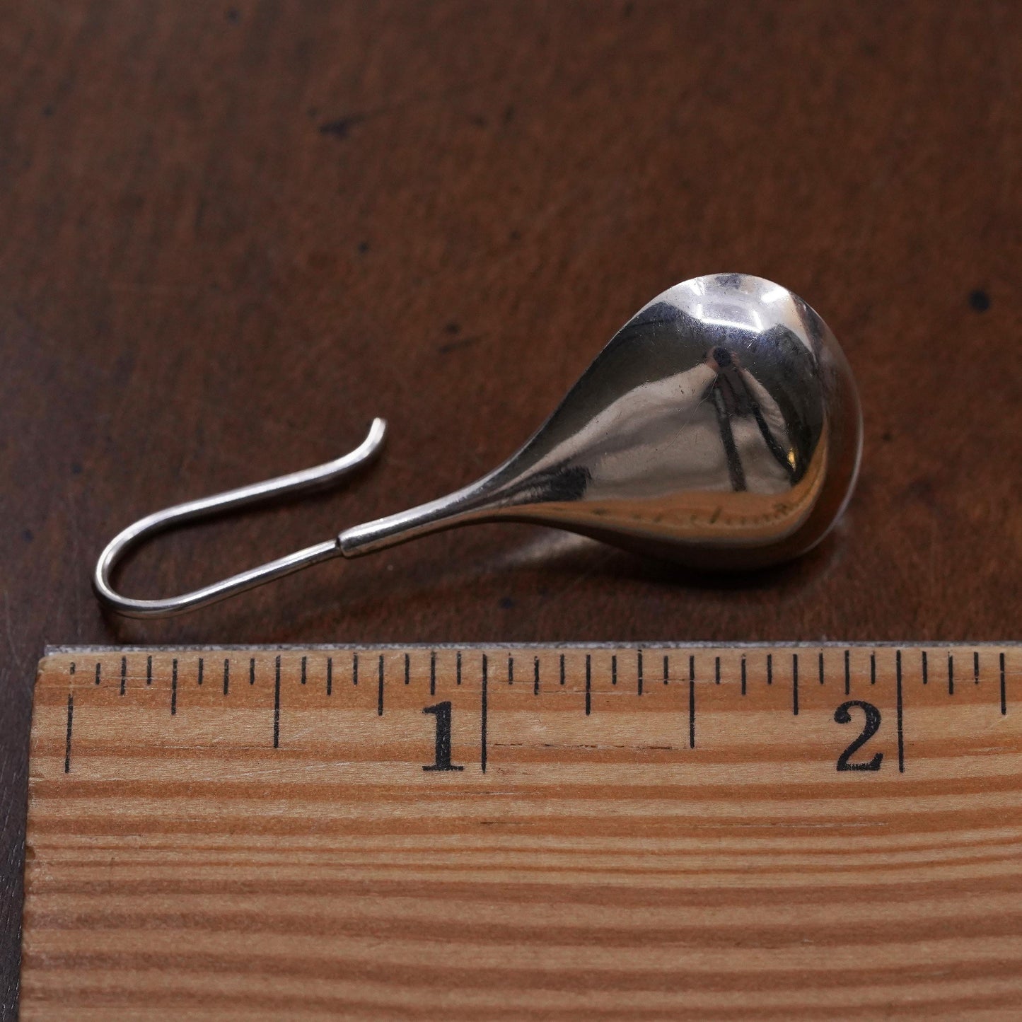 vintage modernist sterling silver 925 handmade single teardrop earring