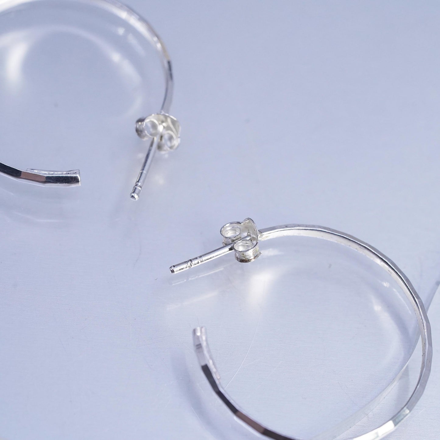 1", Vintage 925 Sterling Silver Handmade Hoop Earrings, 925 Studs huggie