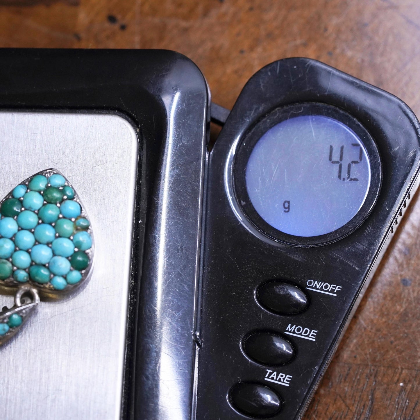 Vintage southwestern Sterling 925 silver handmade heart pendant turquoise beads