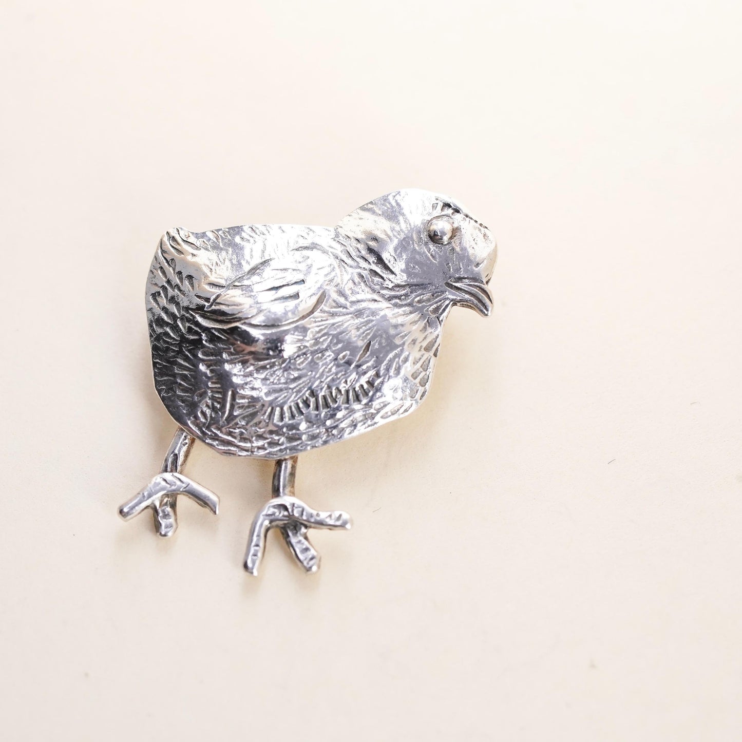 VTG southwestern sterling silver handmade brooch, 925 chick baby chicken pin