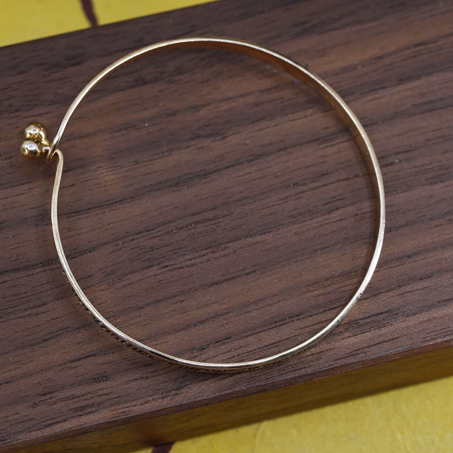 7", Vermeil gold over Sterling silver bracelet, 925 bangle “love is not finding