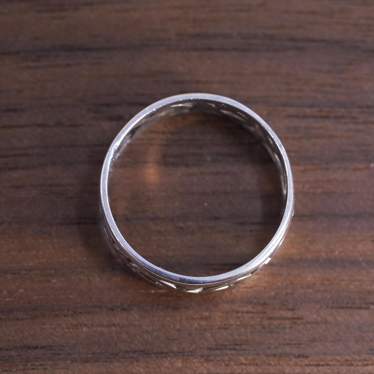 Size 8.75, Sterling Silver 925 Openwork Fish Band, Ichthys Christian Fish Ring
