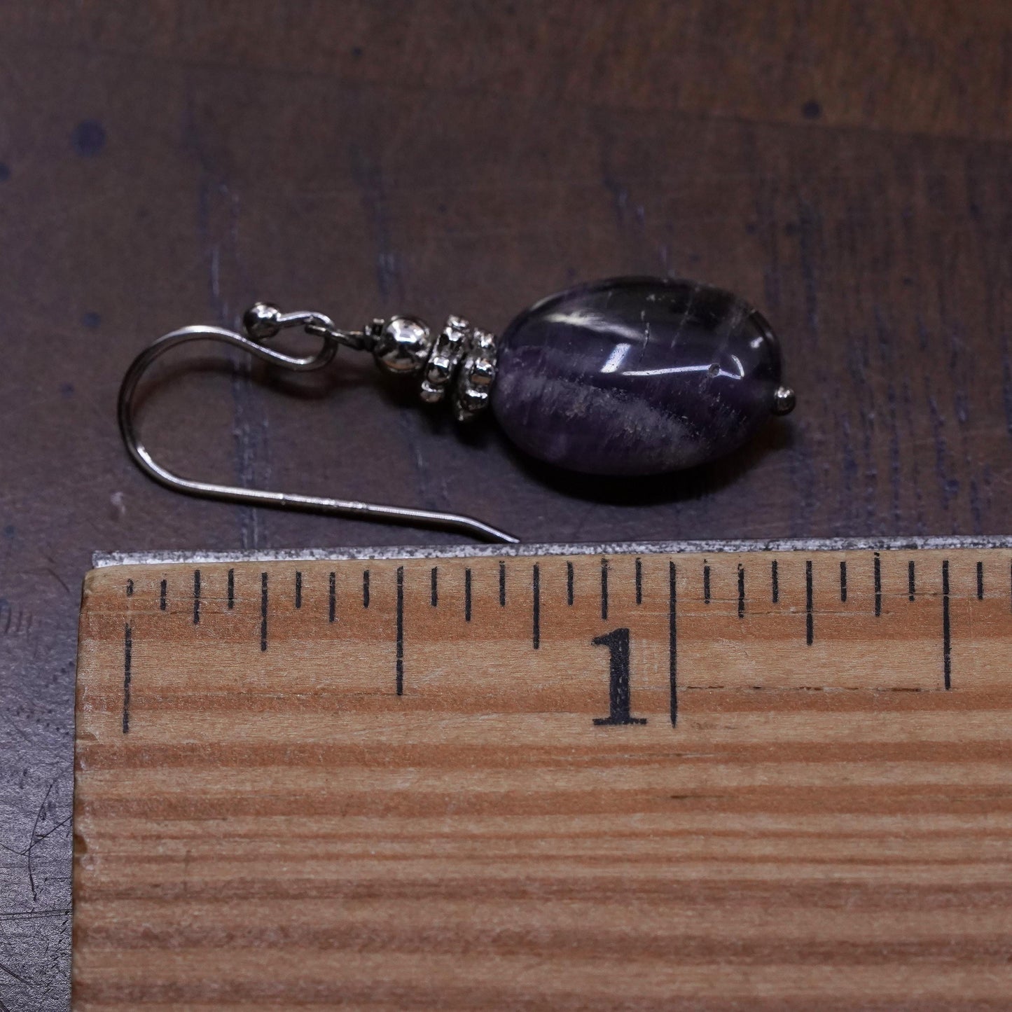 Vintage sterling silver 925 handmade single earring with amethyst nugget