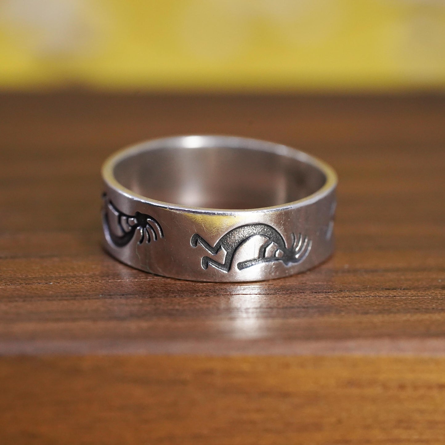 Size 8, VTG Wheeler jewelry Sterling silver handmade ring, 925 kokopelli band