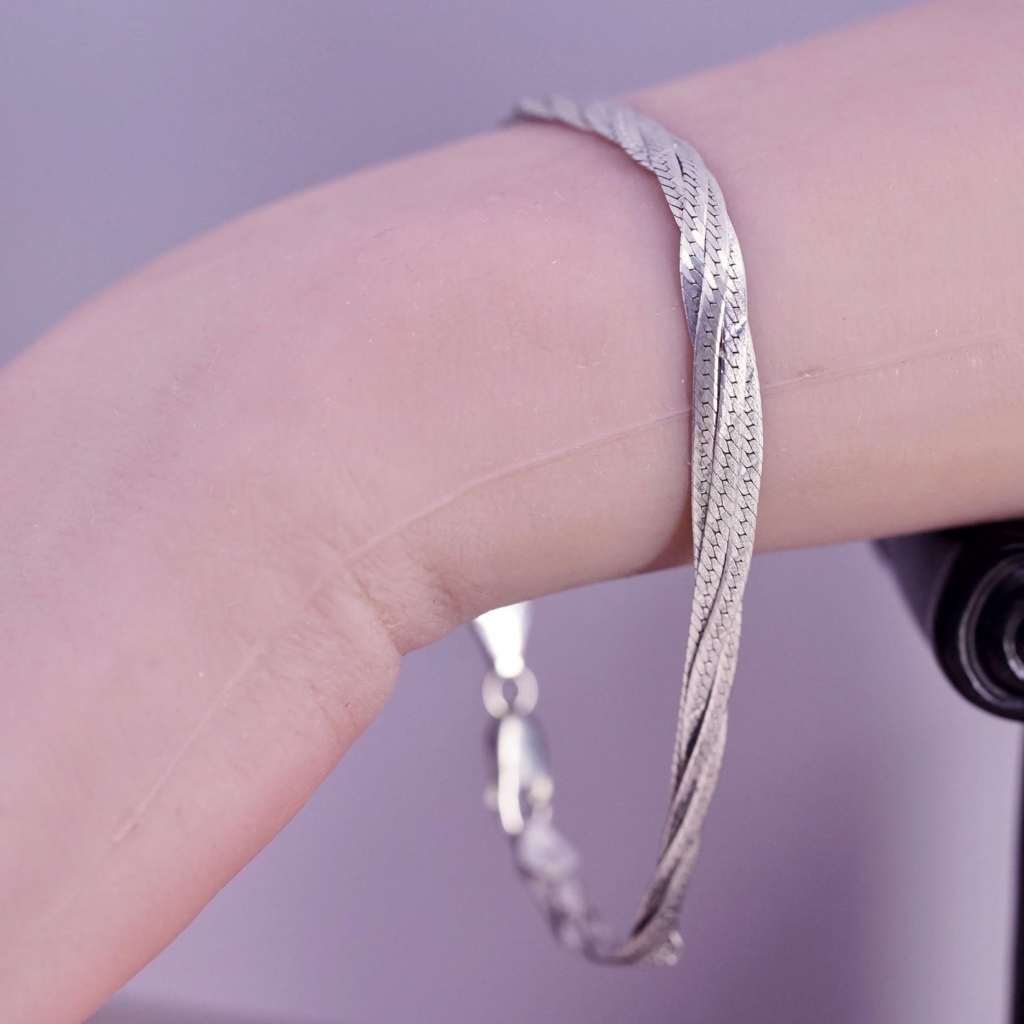 8", Italian Sterling silver bracelet, solid 925 silver twisted curb link chain