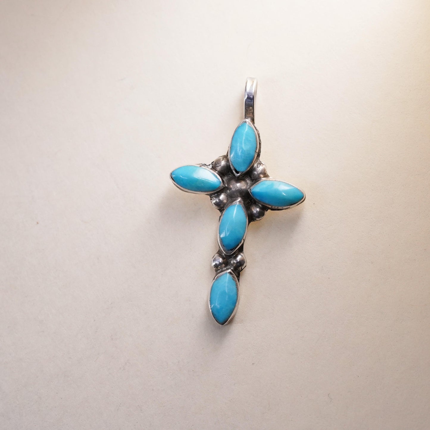 Vintage sterling silver cross, Native American, Navajo turquoise 925 pendant