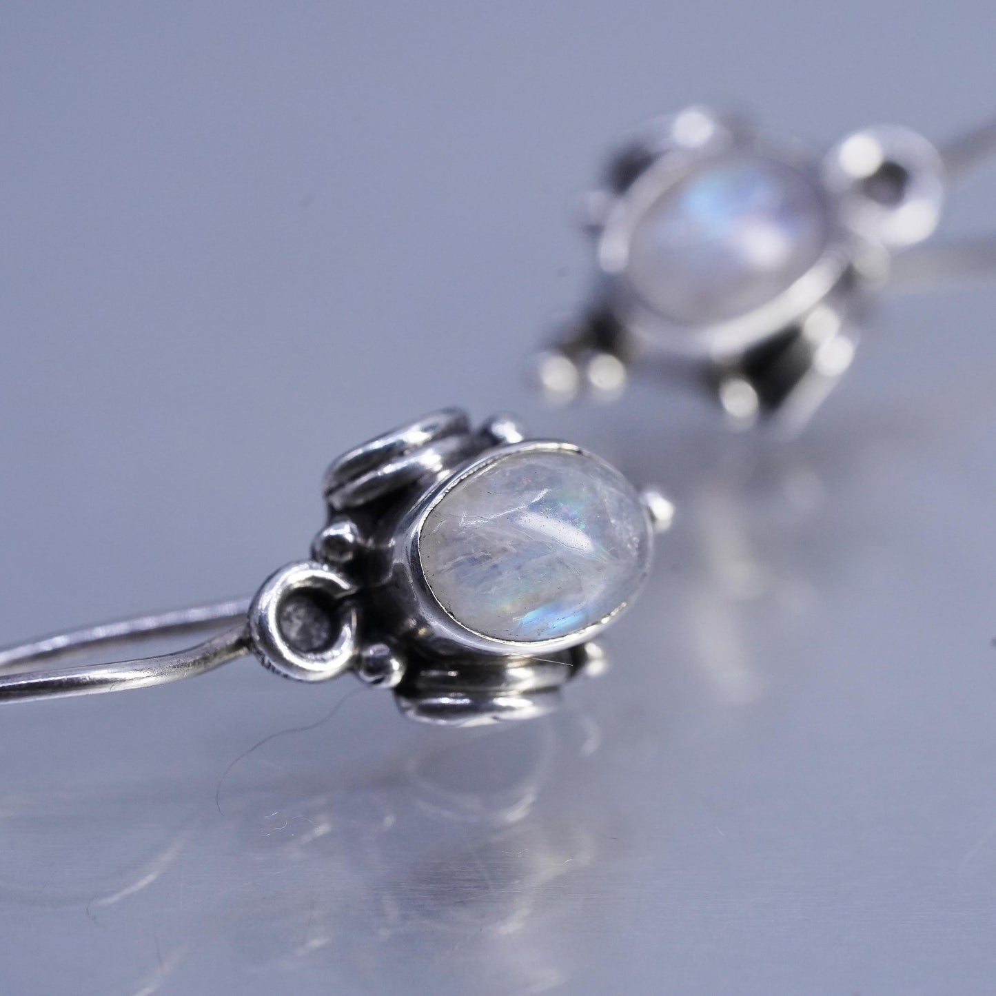 Vintage Sterling 925 silver handmade earrings with moonstone
