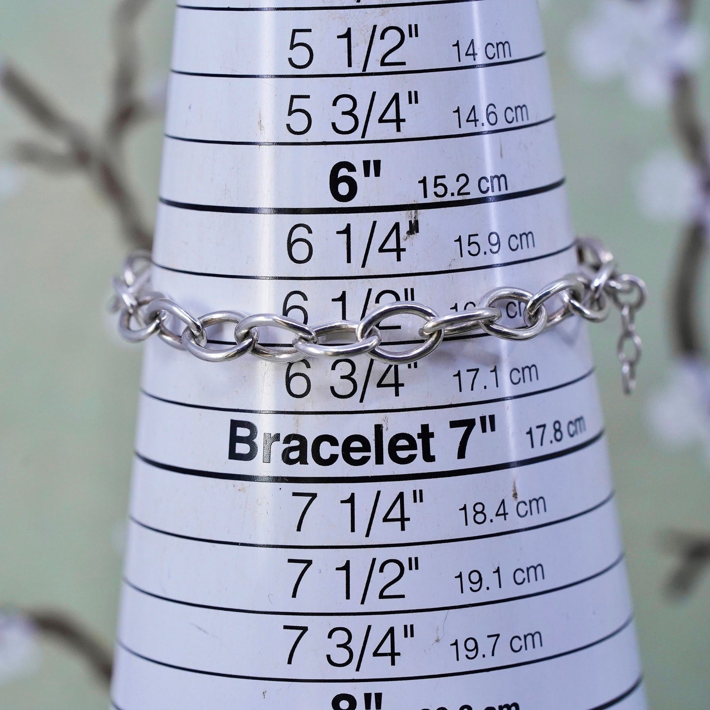 6.5", 8mm, Vintage sterling silver bracelet, handmade 925 circle chain