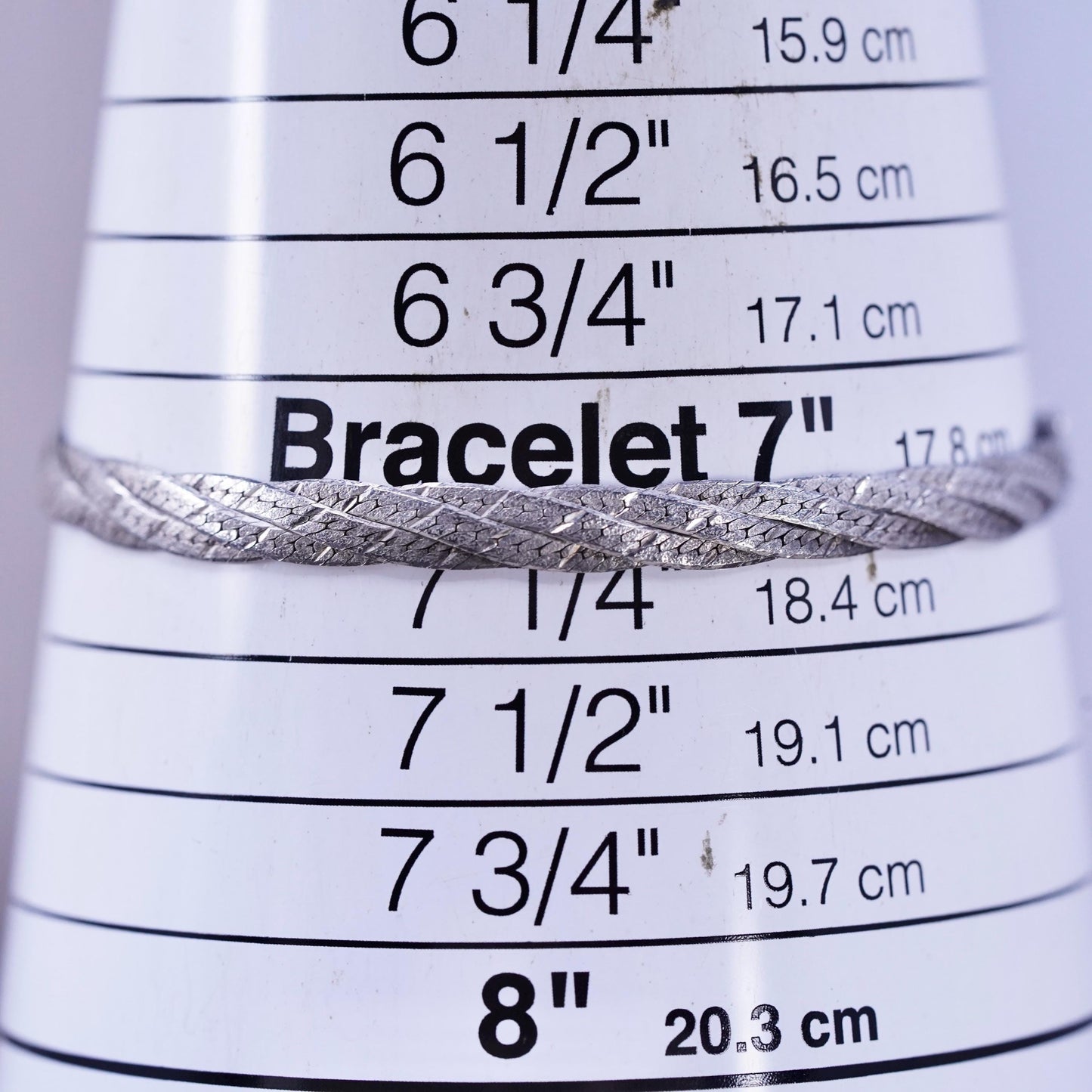 7", 6mm, vintage Sterling silver bracelet, 925 woven flatten herringbone chain