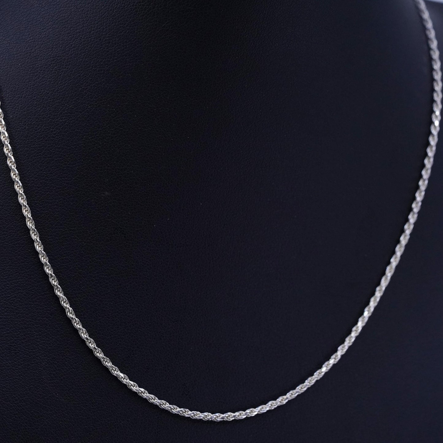 18” 2mm, vintage Italian Sterling 925 silver Singapore rope chain necklace