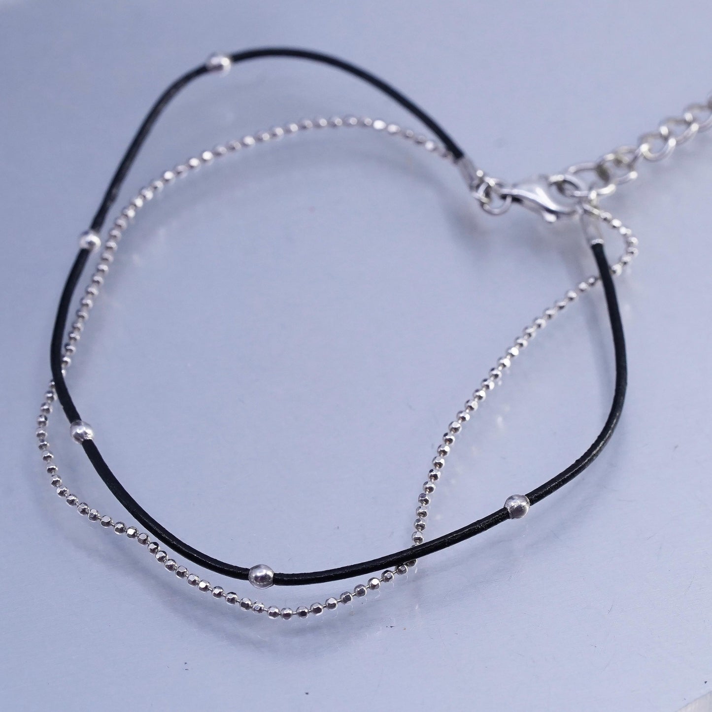 7+1.5”, Silpada “Double the Fun” Leather Sterling double strands Bracelet B2700